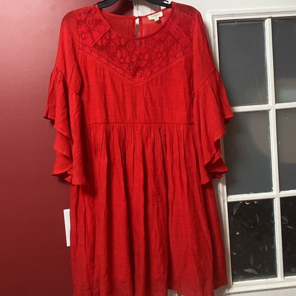 Umgee Frill It Up Lace Yoke Bell Sleeve Dress size S - Picture 4 of 6